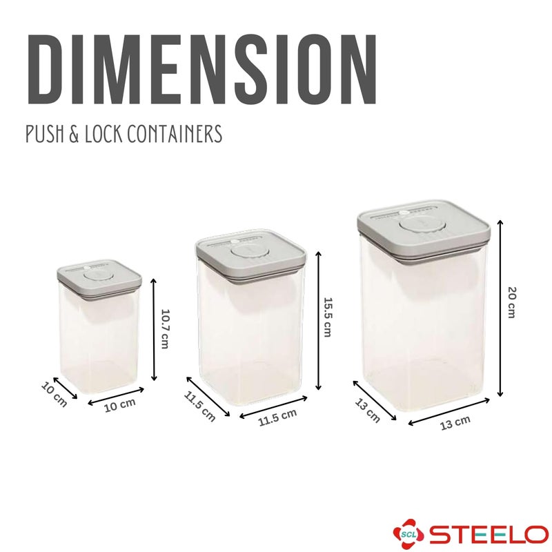 SCL Steelo Steelo SoFresh Push Lock Plastic Kitchen Storage Containers Air Tight Leakproof Stackable Organizers BPA Free Fridge Safe PET Food Grade Clear Pack Of 3600 ML 1250 ML 2200 ML - Image 4