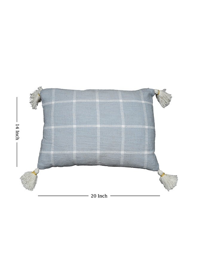 N & H Jute and Cotton Woven Designer Pillow with Tassle for Living Room, Bedroom, Home Décor (Sky Blue, 14 x 20)  - Image 2