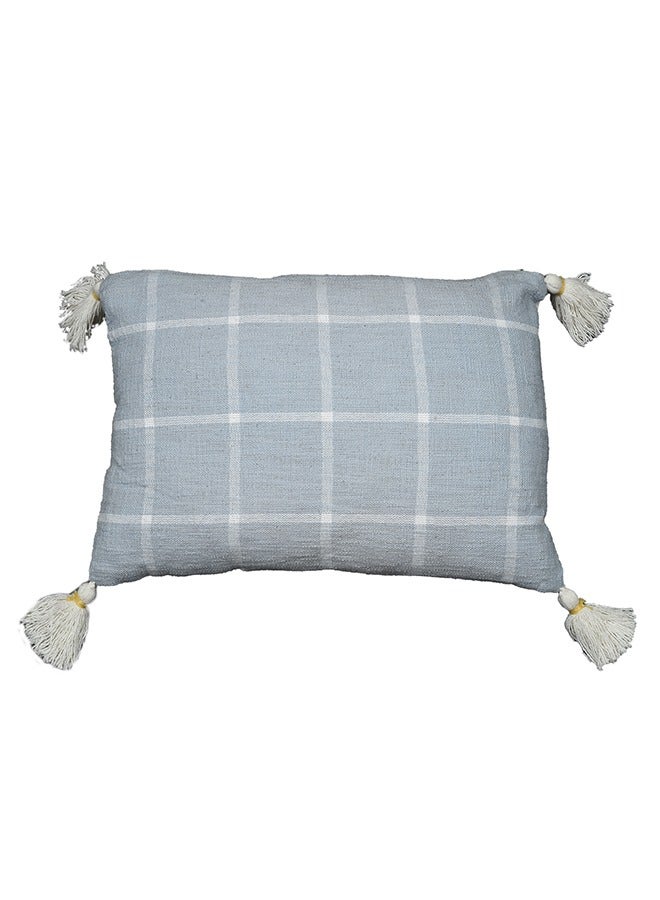 N & H Jute and Cotton Woven Designer Pillow with Tassle for Living Room, Bedroom, Home Décor (Sky Blue, 14 x 20)  - Image 3