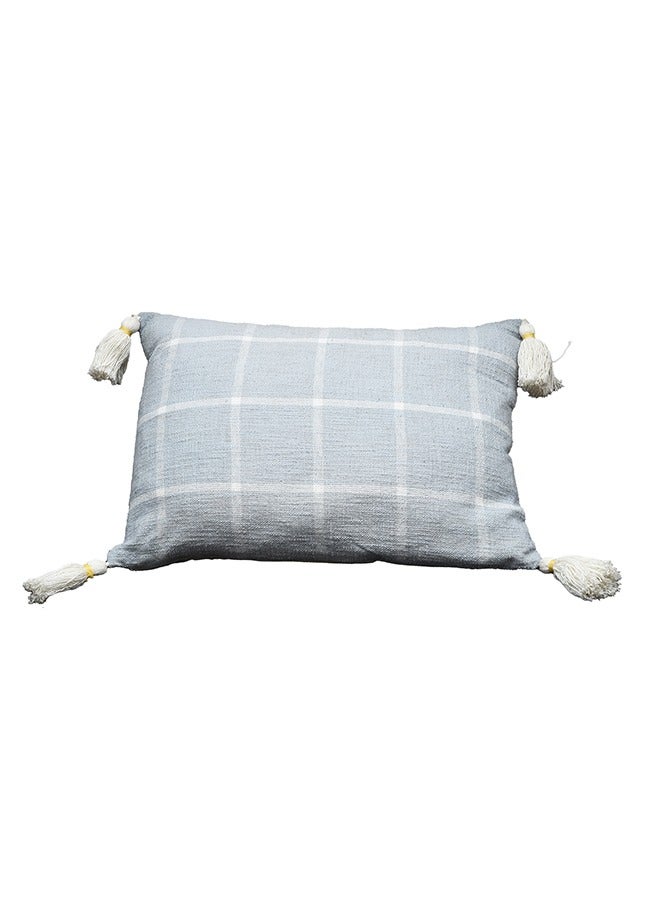 N & H Jute and Cotton Woven Designer Pillow with Tassle for Living Room, Bedroom, Home Décor (Sky Blue, 14 x 20)  - Image 5