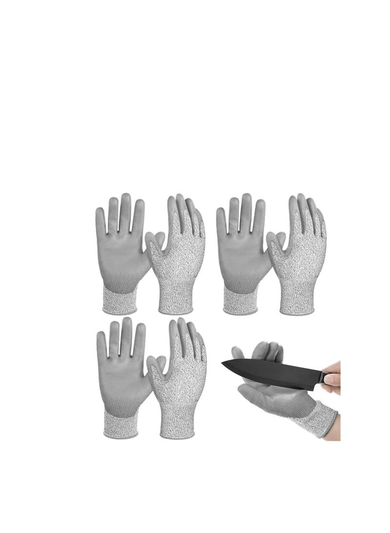 Level 5 Cut Resistant Gloves, Cutting Gloves, 3 Pairs of Cut Resistant Gloves Food Grade, Kitchen Gloves for Cutting, Oyster Shucking, Fish Fillet Processing, Carving Wood and Gardening (Large) - Image 1