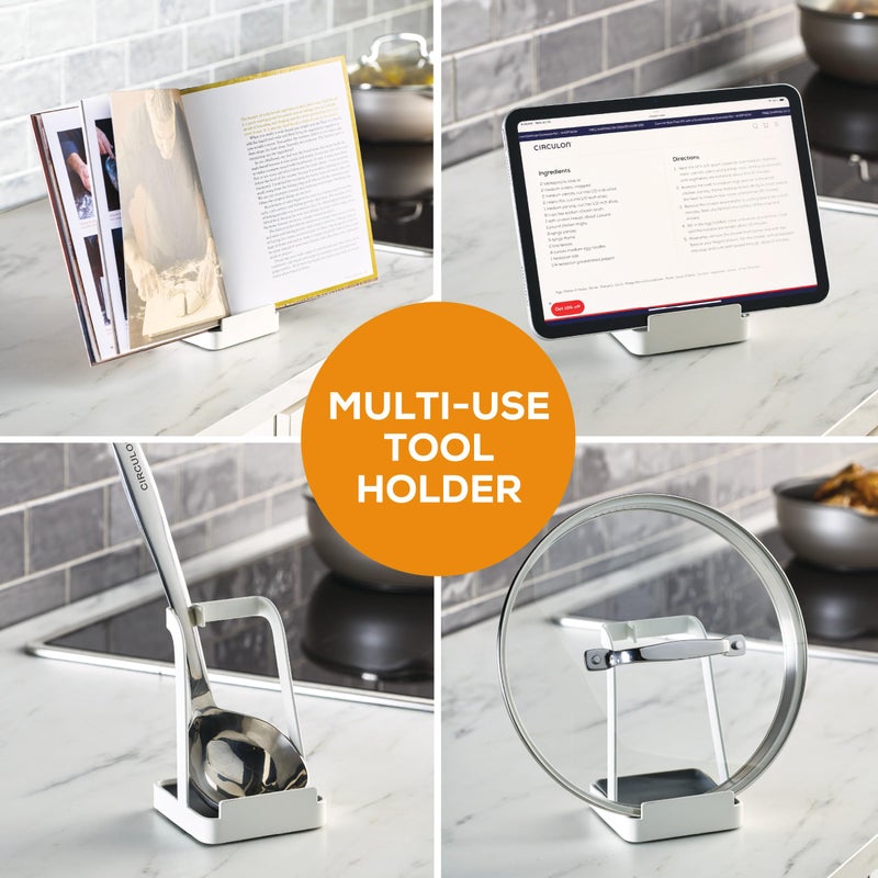 Circulon Infinity Pan with ScratchDefense Nonstick Cookware, Induction Suitable, Dishwasher Safe with Multipurpose Tool Holder and Lid, 9.5 Inch (3.2-Quart), Multipan, Metal Utensil Safe - Platinum - Image 3