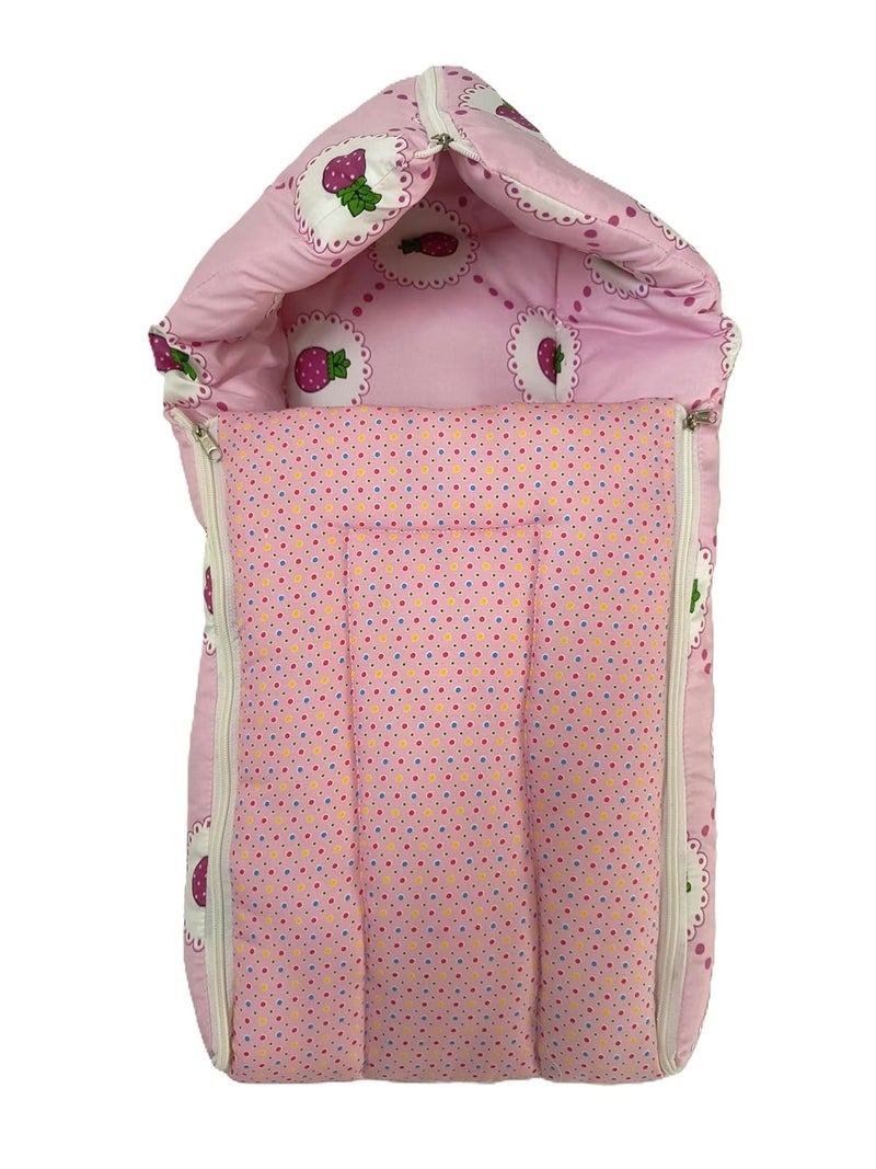 MY BABY My Baby New Born Baby Bed Sleeping Bag Cotton Baby Bedding Unisex Baby Sleeping Bed Pink - Image 1