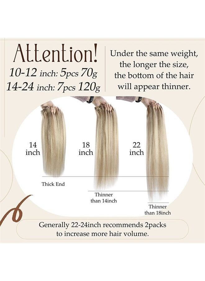 Sunny Hair [Hot] Sunny Clip in Hair Extensions, Blonde Clip in Hair Extensions Real Human Hair Light Blonde Highlights Golden Blonde Hair Extensions Remy Human Hair 120g 18inch  - Image 5
