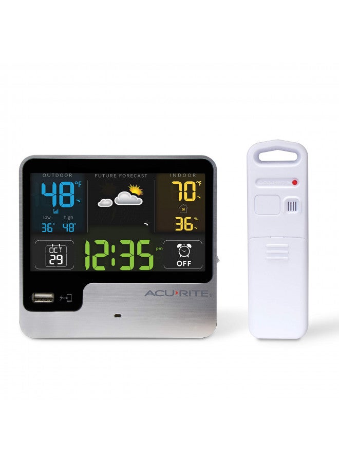 AcuRite 01129M Alarm Clock with USB Charger & Weather Station, Black - Image 4