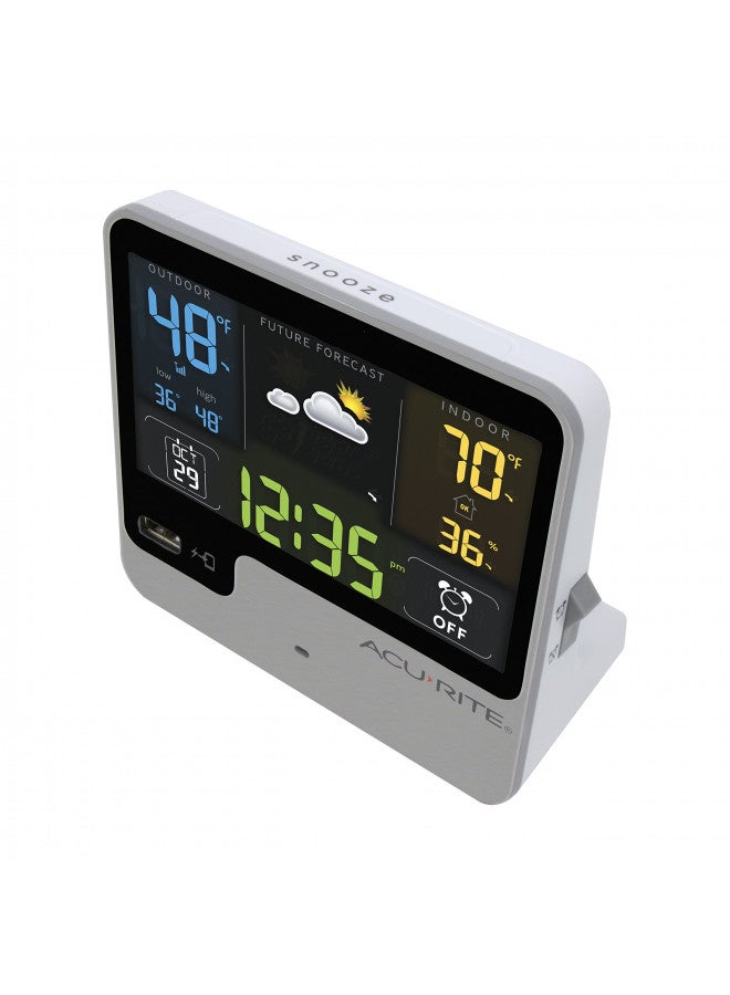 AcuRite 01129M Alarm Clock with USB Charger & Weather Station, Black - Image 3