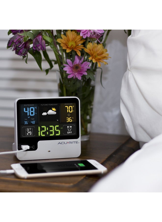AcuRite 01129M Alarm Clock with USB Charger & Weather Station, Black - Image 2