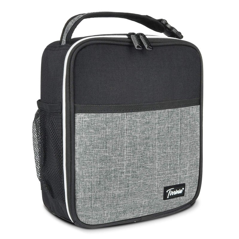 Tirrina Insulated Lunch Box for Men Women Portable Thermal Small Lunch Bag for Office Work Picnic Reusable Compact Lunchbox Cooler Tote for AdultsBlack  Grey