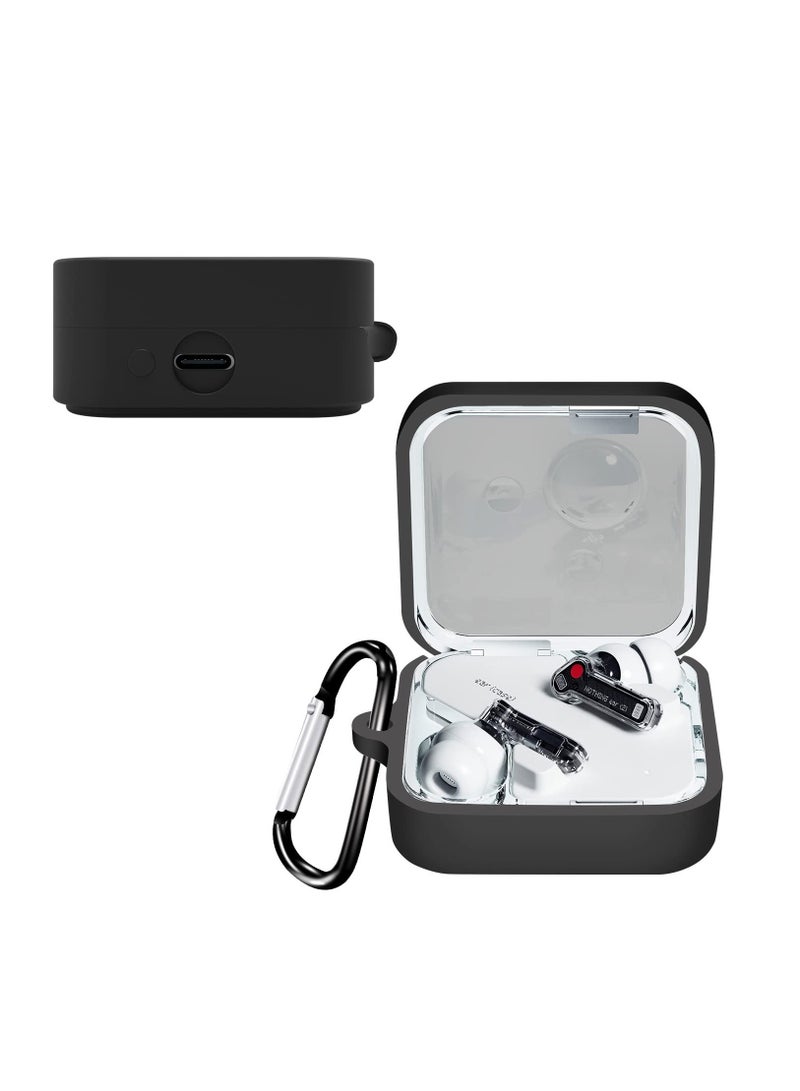 Headset Protective Case for Nothing Ear 3 Waterproof Cover Shockproof Washable Shell with Hook Silicone Anti-dust Sleeve - Black