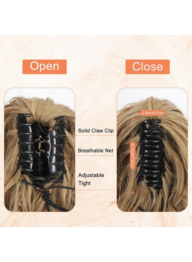 SEIKEA 10" إكستنشن ذيل حصان قصير سميك مموج ومجعد مع مشبك للنساء شقراء متوسطة مع خصلات شقراء بيضاء - Image 5