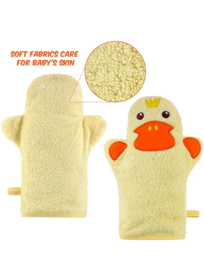 Shappy 2 Pieces Baby Bath Mitt Washcloths With Cute Animal Designs Yellow Duck Shark Towel Gentle Soft Scrub For Toddler Bath And Shower - Image 4