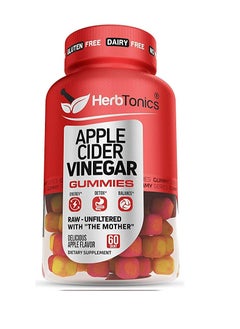 Herbtonics Apple Cider Vinegar Gummy with Mother Unfiltered ACV Gummies in Apple Flavor 