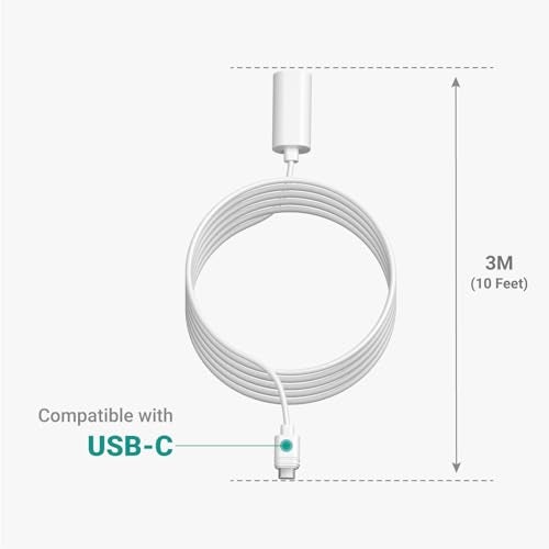 TUSITA 10 ft.USB-C Extension Cable - Compatible with Ring USB-C Solar Panels,Security Cameras - Image 2