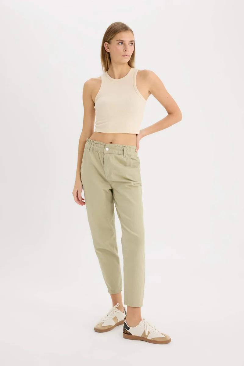 ديفاكتو Paperbag Fit With Pockets Gabardine Trousers