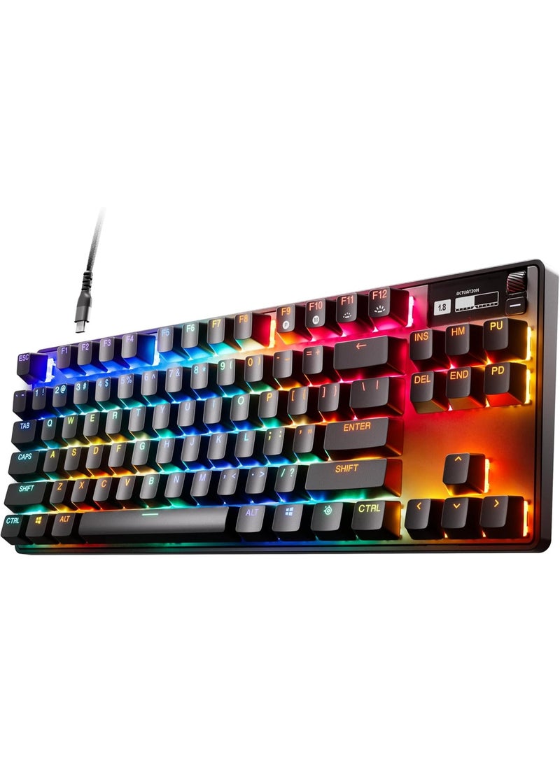 ستيل سيريز لوحة مفاتيح الألعاب SteelSeries Apex Pro TKL - بتقنية HyperMagnetic - إمكانية ضبط نقطة التفعيل - تصميم Tenkeyless مخصص للرياضات الإلكترونية - شاشة OLED - أغطية مفاتيح PBT - منفذ USB-C - إصدار 2023 - تخطيط QWERTY أمريكي - TKL - Image 1
