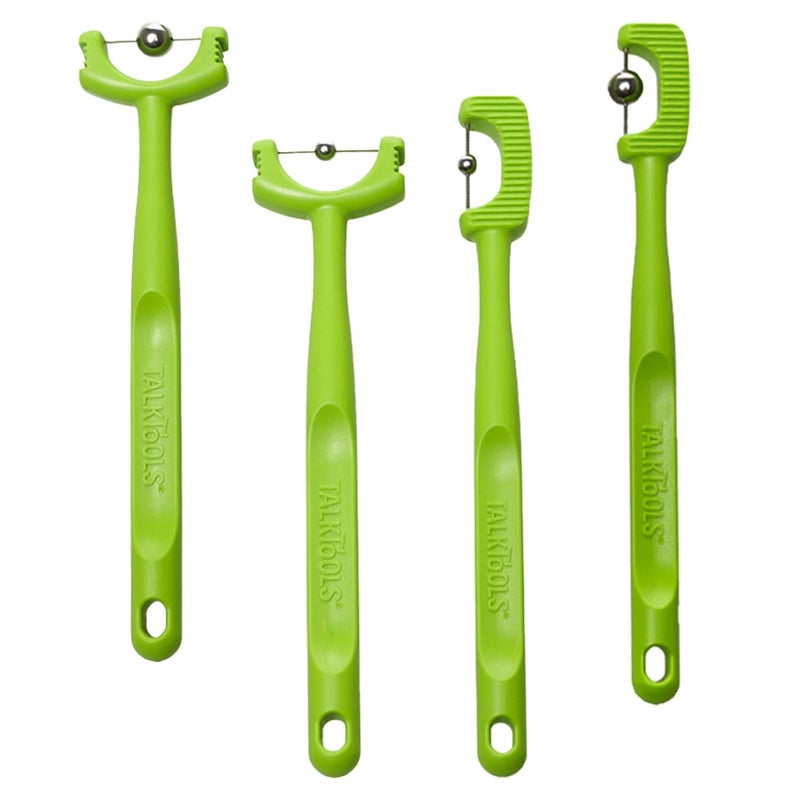 TalkTools Tongue Tip Lateralization and Elevation Tools | Therapeutic Tool Set for Apraxia, Dysarthria | Improve Feeding Skills, Speech Clarity and Jaw Stability | Jaw Alignment - Set of 4 - Inst. Booklet -Lime - Image 2