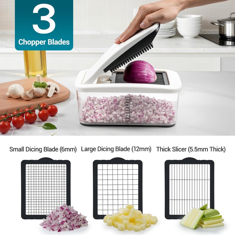 Sopito Vegetable Chopper Mandoline Slicer - Multifunctional Veggie Food Chopper With 6 Blades & Container, Heavy-Duty Vegetable Slicer and Cutter for Onion, Salad, and Food Preparation - Image 4