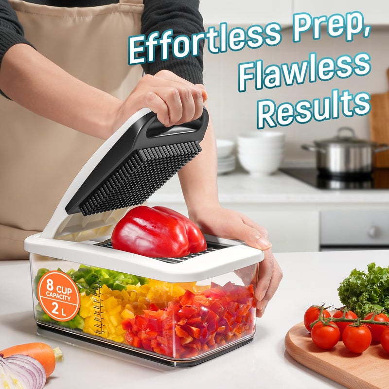 Sopito Vegetable Chopper Mandoline Slicer - Multifunctional Veggie Food Chopper With 6 Blades & Container, Heavy-Duty Vegetable Slicer and Cutter for Onion, Salad, and Food Preparation - Image 2