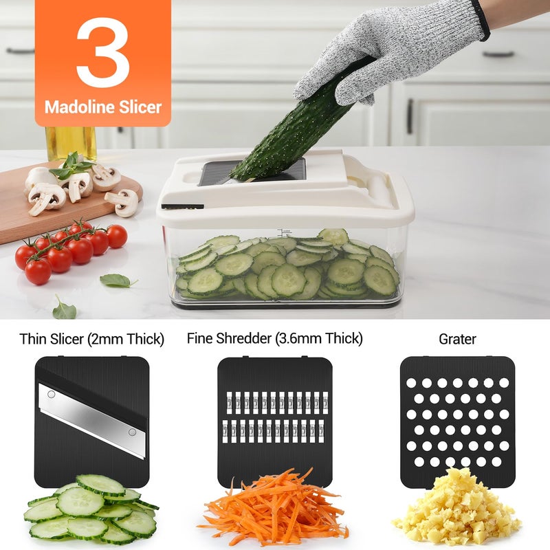 Sopito Vegetable Chopper Mandoline Slicer - Multifunctional Veggie Food Chopper With 6 Blades & Container, Heavy-Duty Vegetable Slicer and Cutter for Onion, Salad, and Food Preparation - Image 5