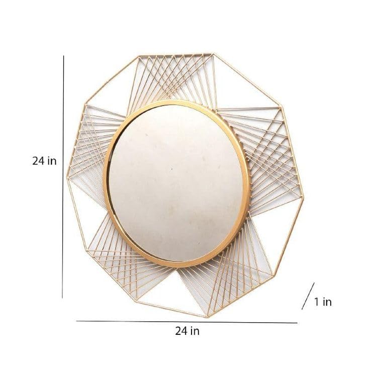 FUNTEREST Metal Decorative HD Clear Image Wall Mount Round Wall Mirror Wall Mount for Hanging on Wall for Bedroom, Home Decor, wash Basin, Vanity Bathroom (Mo - 4) - Image 3