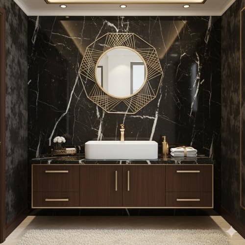 FUNTEREST Metal Decorative HD Clear Image Wall Mount Round Wall Mirror Wall Mount for Hanging on Wall for Bedroom, Home Decor, wash Basin, Vanity Bathroom (Mo - 4) - Image 4