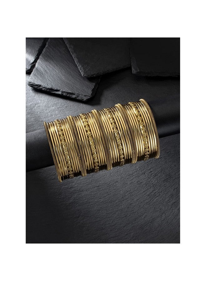 بيورا مجموعة أساور بيورا التقليدية ذات المظهر العتيق المطلية بالذهب المؤكسد، هدية نافراتري للنساء والفتيات (2.6 بوصة) - Image 2