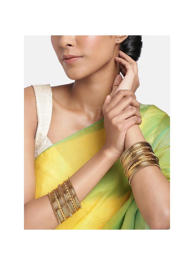 بيورا مجموعة أساور بيورا التقليدية ذات المظهر العتيق المطلية بالذهب المؤكسد، هدية نافراتري للنساء والفتيات (2.6 بوصة) - Image 3