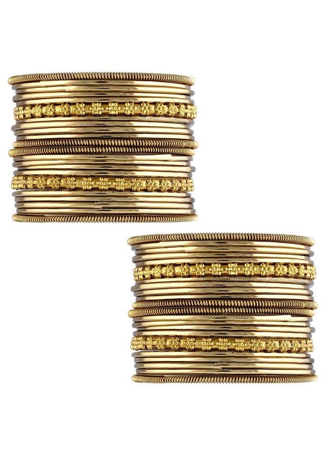 بيورا مجموعة أساور بيورا التقليدية ذات المظهر العتيق المطلية بالذهب المؤكسد، هدية نافراتري للنساء والفتيات (2.6 بوصة) - Image 1