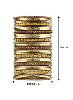 PEORA Peora Traditional Antique Look Oxidised Gold Plated Bangle Set Navratri Gift for Women Girls (2.6 inch)  - Image 5
