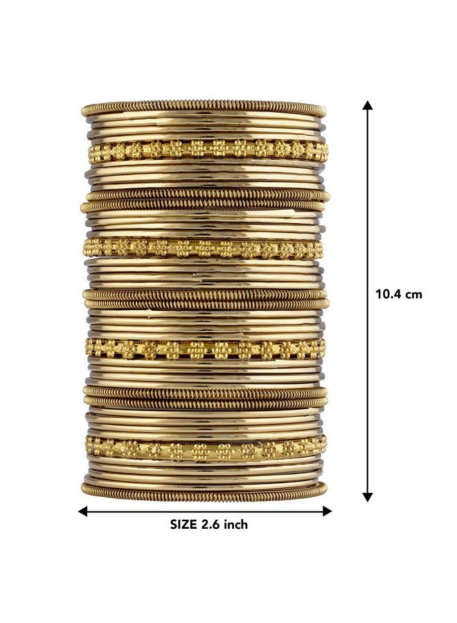 بيورا مجموعة أساور بيورا التقليدية ذات المظهر العتيق المطلية بالذهب المؤكسد، هدية نافراتري للنساء والفتيات (2.6 بوصة) - Image 5