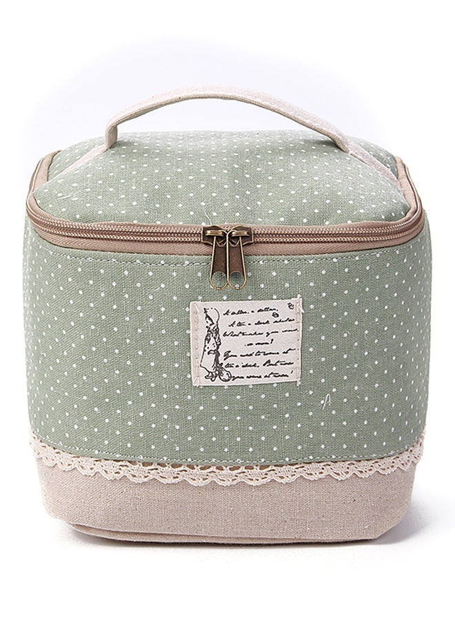 NIBEMINENT Travel Dot Cosmetic Bag Green/Beige - Image 1