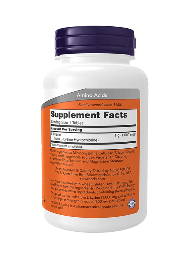 Now Foods L-Lysine Dietary Supplement 1000 mg - 100 Tablets - Image 2