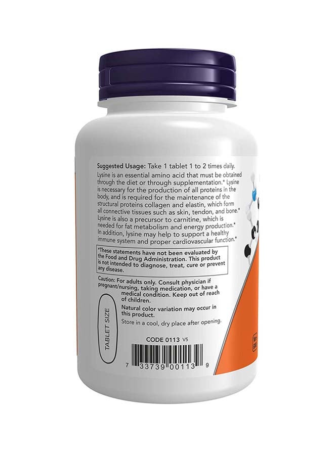 Now Foods L-Lysine Dietary Supplement 1000 mg - 100 Tablets - Image 3