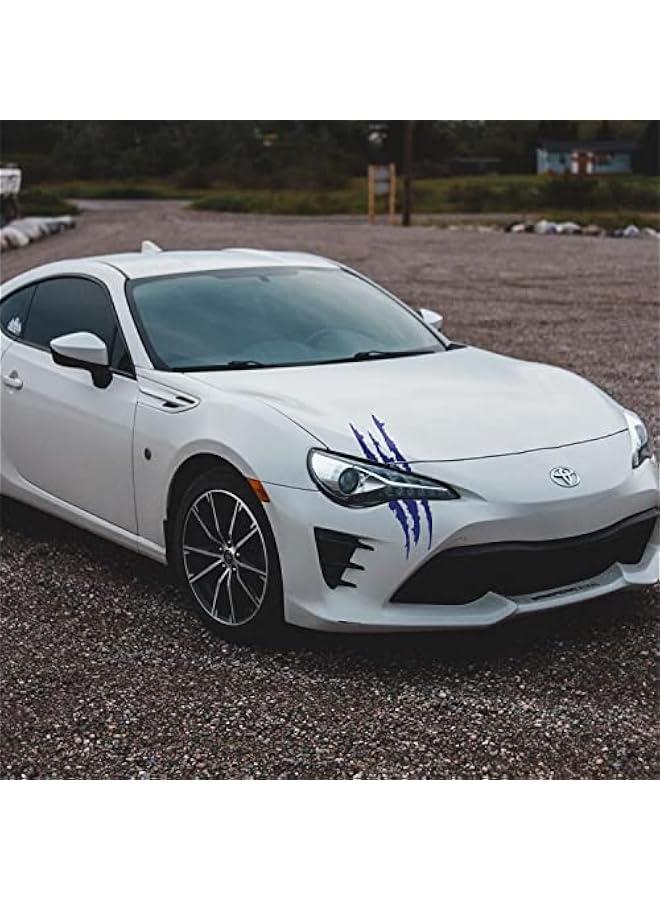 Loquat Claw Mark Car Decals, 16 Inch Car Headlight Stickers, Monster Claw Scratch Sticker for Dodge Challenger Charger, Pack of 2 (Carbon Fiber Blue) - Image 3