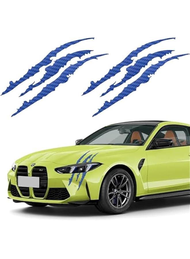 Loquat Claw Mark Car Decals, 16 Inch Car Headlight Stickers, Monster Claw Scratch Sticker for Dodge Challenger Charger, Pack of 2 (Carbon Fiber Blue) - Image 1