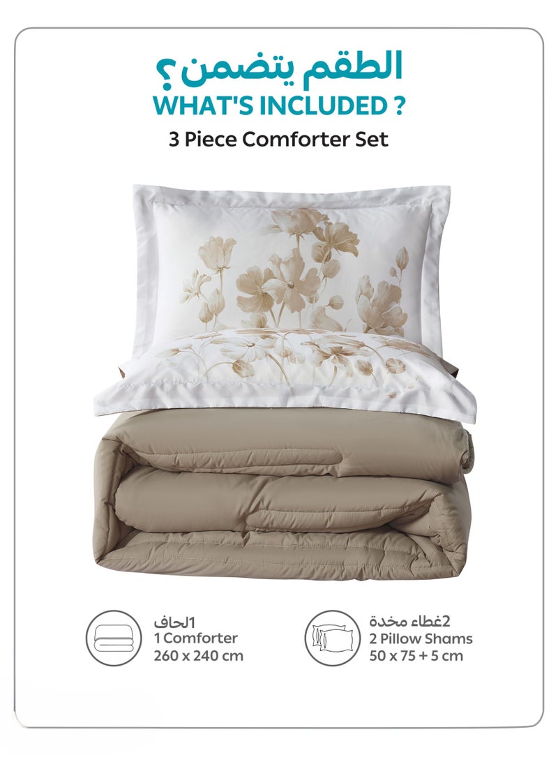 Donetella Bedding Comforter Set, King Size 260x240 cm - 3-Pcs Digital Print Quilted Bed Set, Microfiber Fabric - 1 Comforter And 2 Pillow Shams, - Image 3