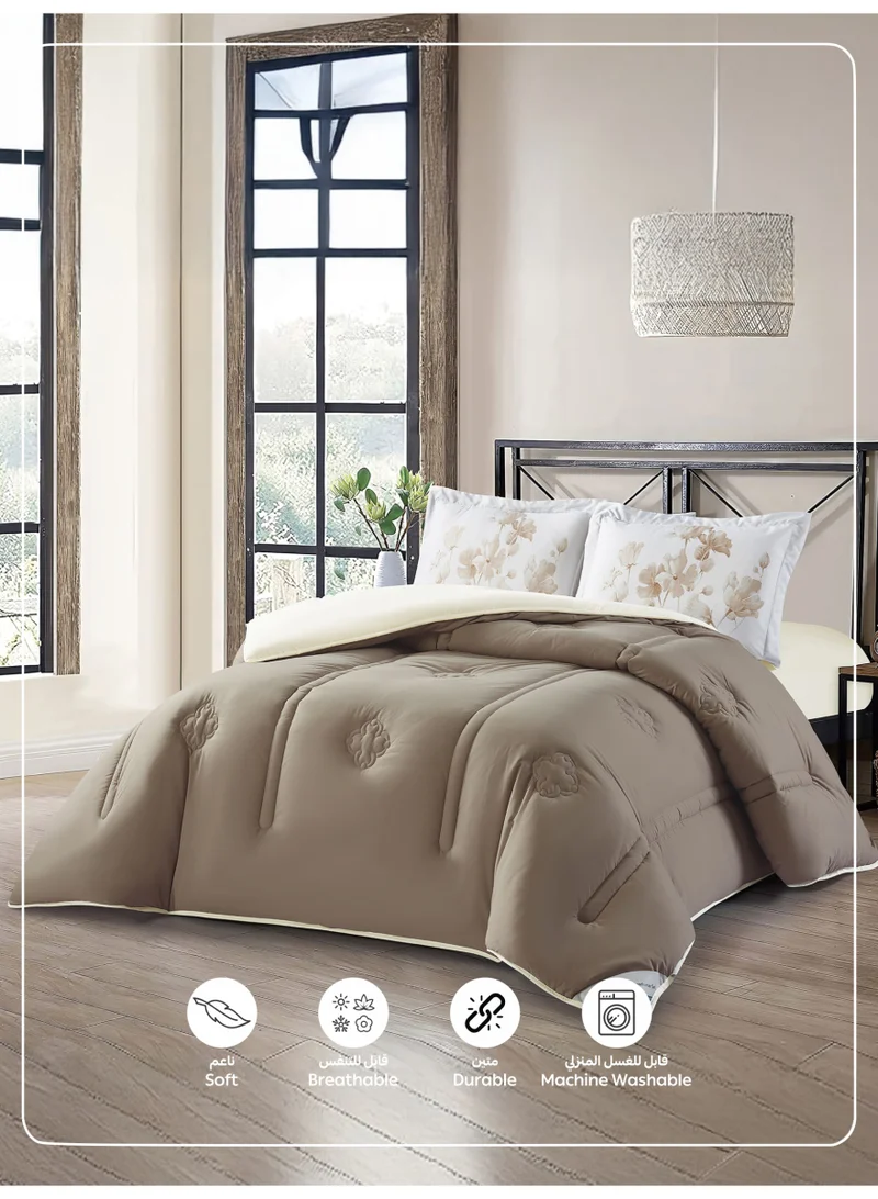Donetella KING 3Pcs Bedding Comforter Set, King Size 260x240 cm - 3-Pcs Digital Print Quilted Bed Set, Microfiber Fabric - 1 Comforter And 2 Pillow Shams,  | Best Price UAE