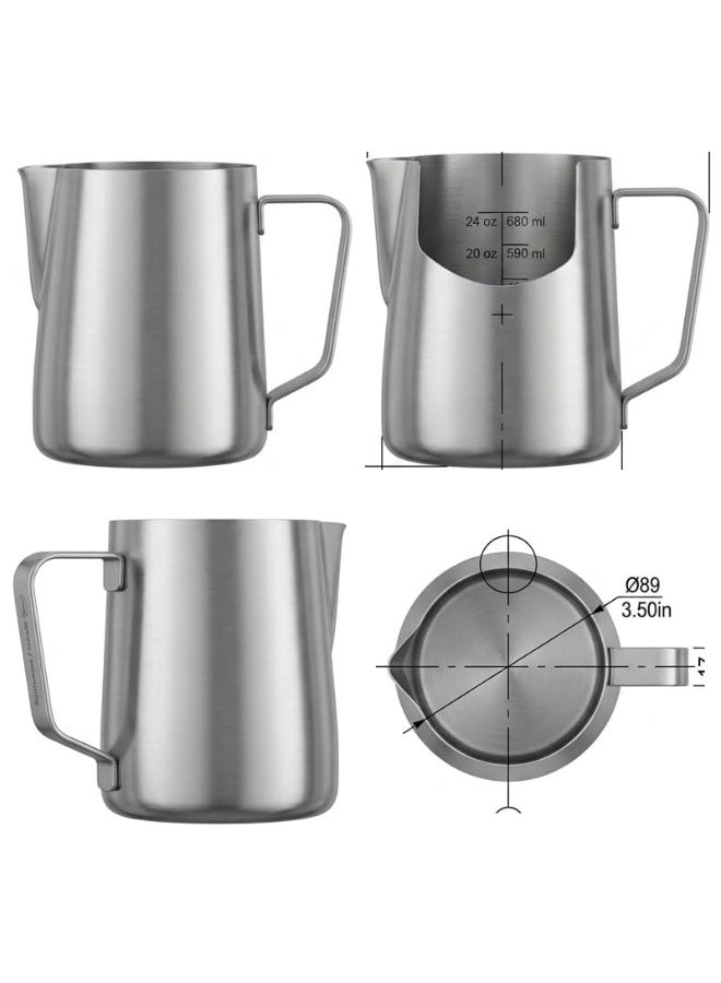Rattleware Stainless Steel Etched Macchiato Pitcher (32 Oz) - Perfect for Home, Cafe, Restaurant, Hotel, Office, Or Commercial Use - Steaming & Frothing Pitcher Trusted By Baristas - Image 3