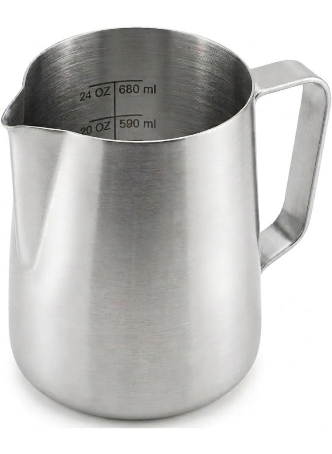 Rattleware Stainless Steel Etched Macchiato Pitcher (32 Oz) - Perfect for Home, Cafe, Restaurant, Hotel, Office, Or Commercial Use - Steaming & Frothing Pitcher Trusted By Baristas - Image 1