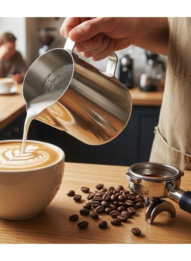 Rattleware Stainless Steel Etched Macchiato Pitcher (32 Oz) - Perfect for Home, Cafe, Restaurant, Hotel, Office, Or Commercial Use - Steaming & Frothing Pitcher Trusted By Baristas - Image 5