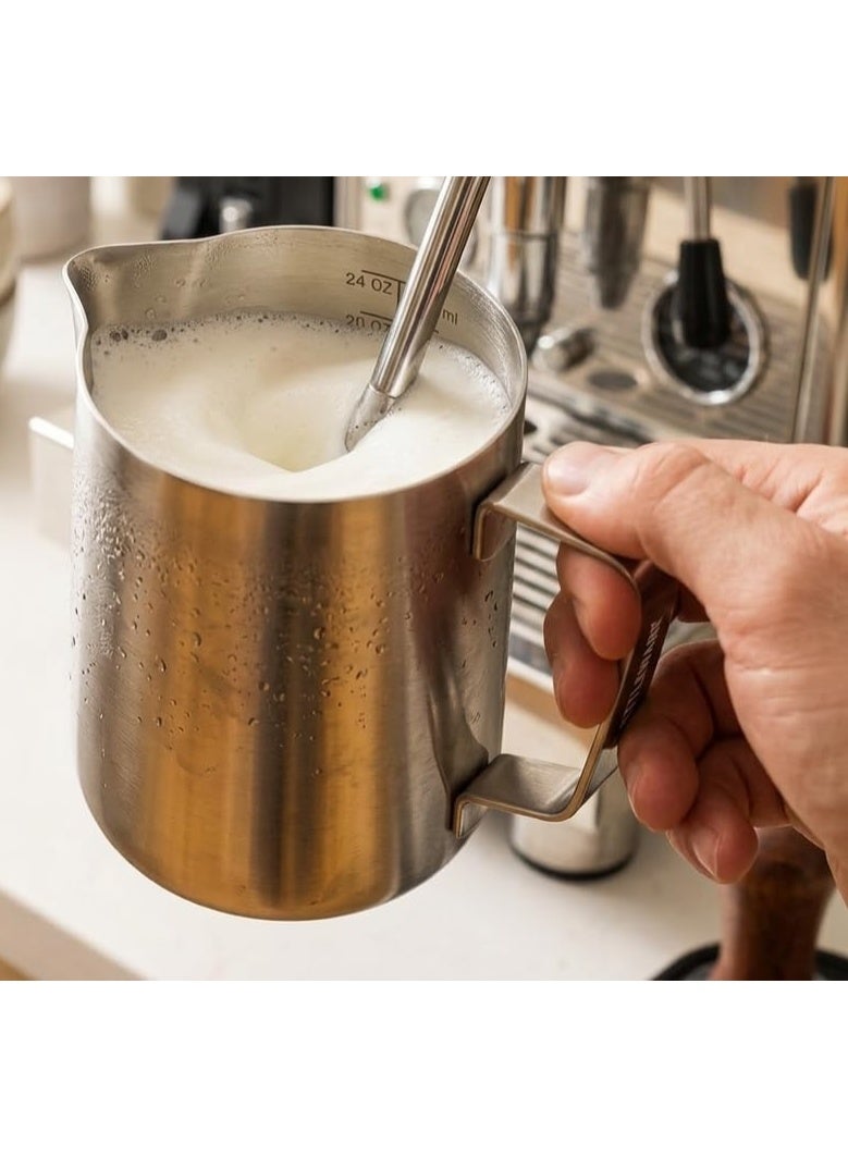 Rattleware Stainless Steel Etched Macchiato Pitcher (32 Oz) - Perfect for Home, Cafe, Restaurant, Hotel, Office, Or Commercial Use - Steaming & Frothing Pitcher Trusted By Baristas - Image 2