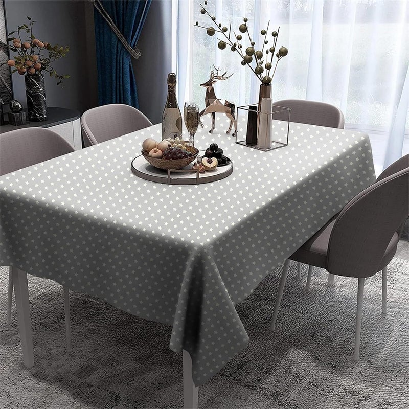 Casableu Spring Gallery Star Grey 6 Seater Table Cloth Dust-Proof Table Cover for Dinning Tabletop Decoration | Size: 50x72 Inches | - Image 2
