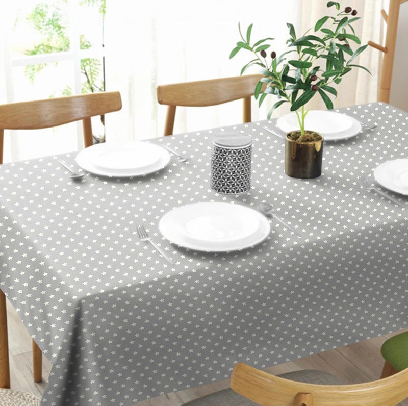 Casableu Spring Gallery Star Grey 6 Seater Table Cloth Dust-Proof Table Cover for Dinning Tabletop Decoration | Size: 50x72 Inches | - Image 1
