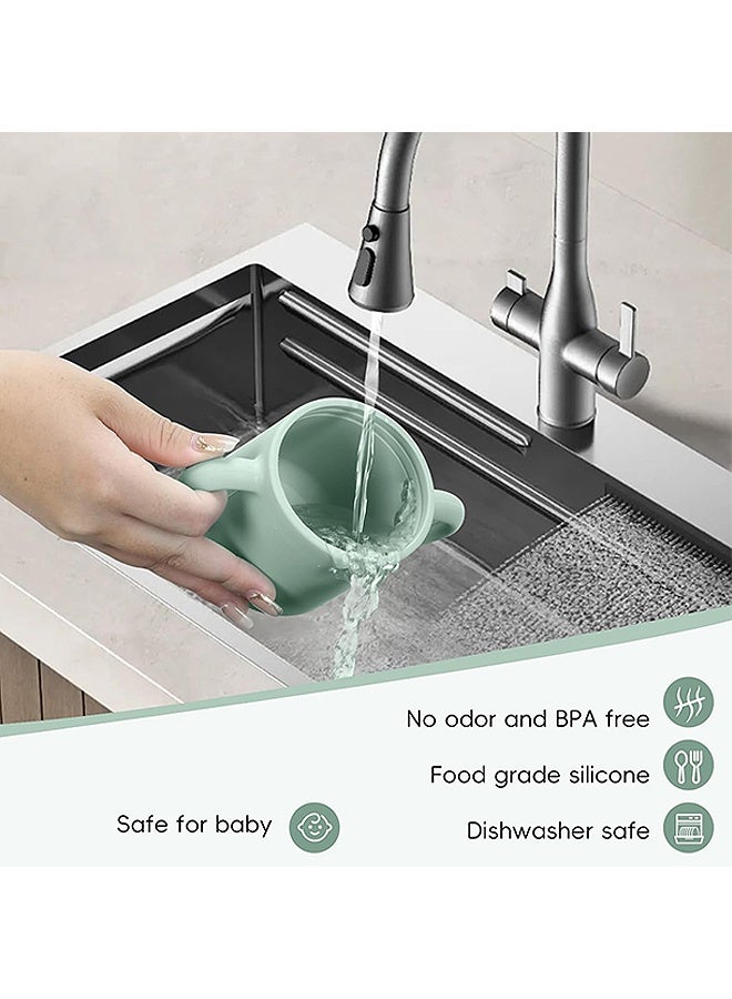 Photon أكواب سيليكون رقيقة وأكواب الأطفال الخفيفة وكأس التدريب على شرب السيليكون الصغير مع المقابض والقش للطفل والطفل (أخضر) - Image 5