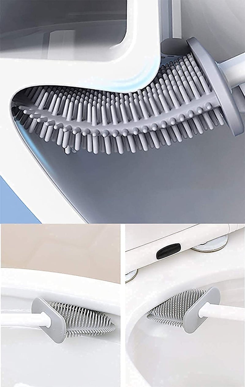 BAOER BAOER Toilet Cleaner Brush with Magic Sticker | Toilet Brush Anti-drip Set | No-Slip Long Handle Soft Bristle Clean Toilet Corner Easily | Silicon Cleaner Brush | Wall Mounting | Bathroom Accessories - Image 3