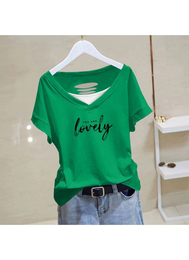 Generic - 100% Cotton Hollow-Out Tee Women Summer Casual Plus Size Black-LoveLy [white]] - Image 1