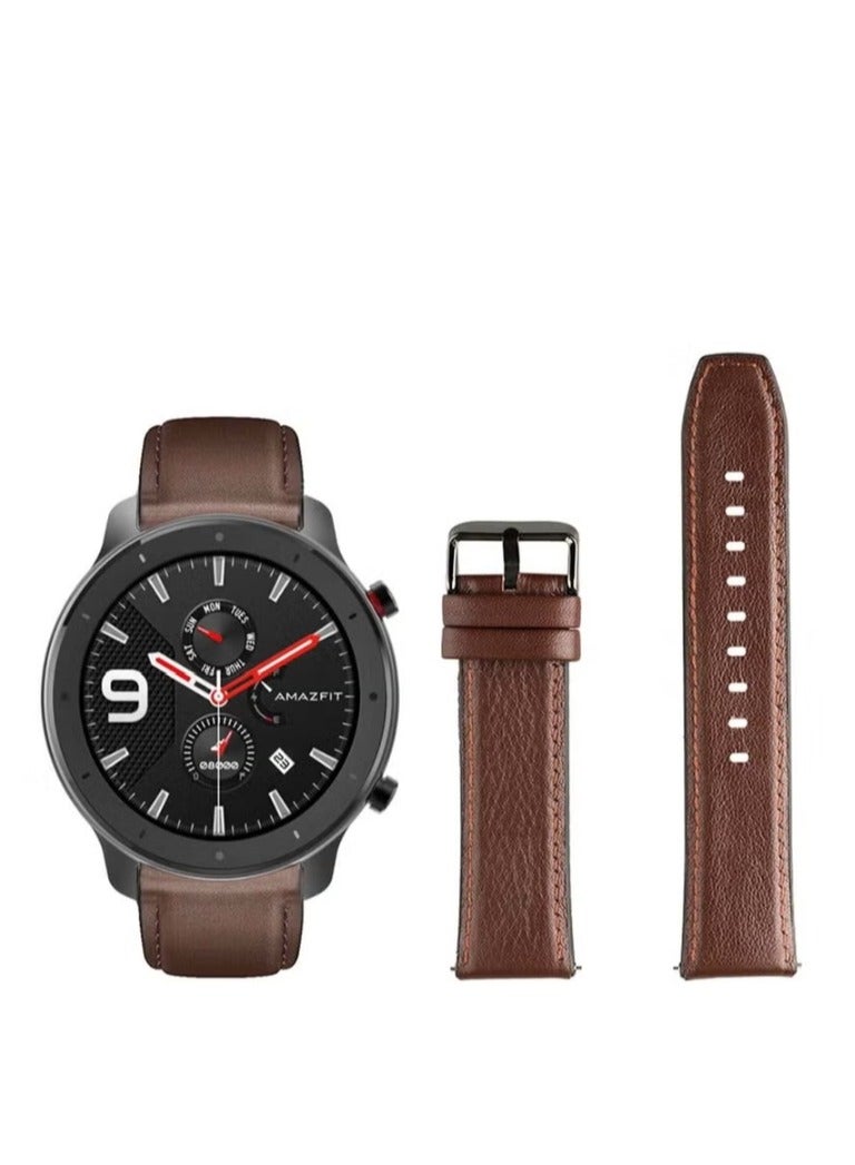 vesus Genuine Leather Replacement Band 22mm For Amazfit GTR 47mm  Official Dark Brown