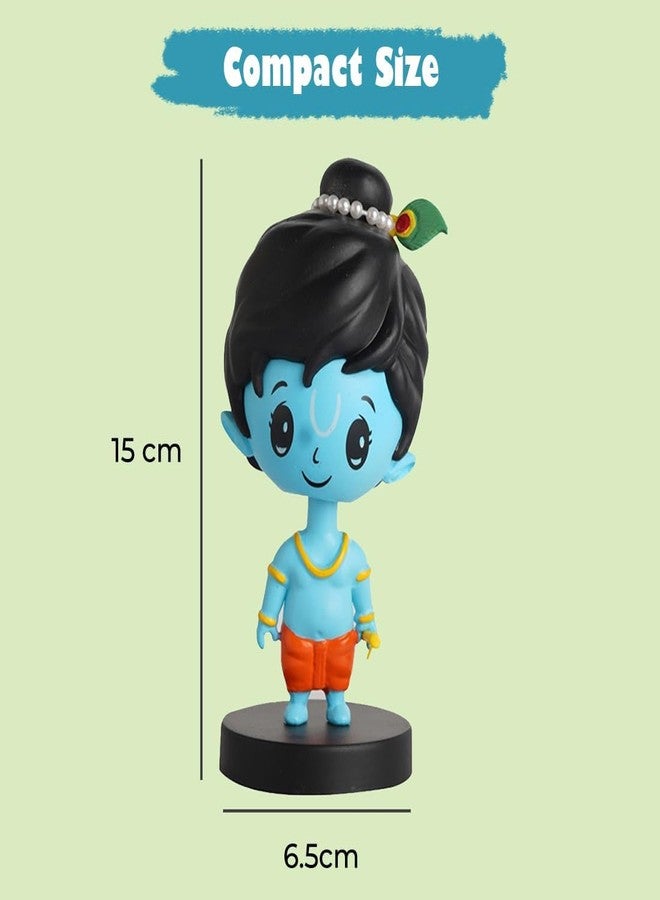 Buko Lord Shri Krishna Bobblehead Idol for Car Dashboard, Home & Office Decor, Murti Gift, Good Luck Statue with Mor Pankh & Bansuri - Image 5