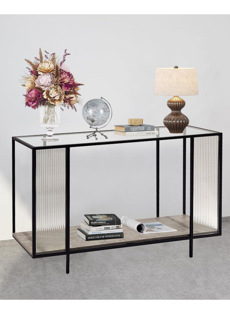 Living 2-Tier Console Tables With Glass Top 130*40*80 CM - Image 5