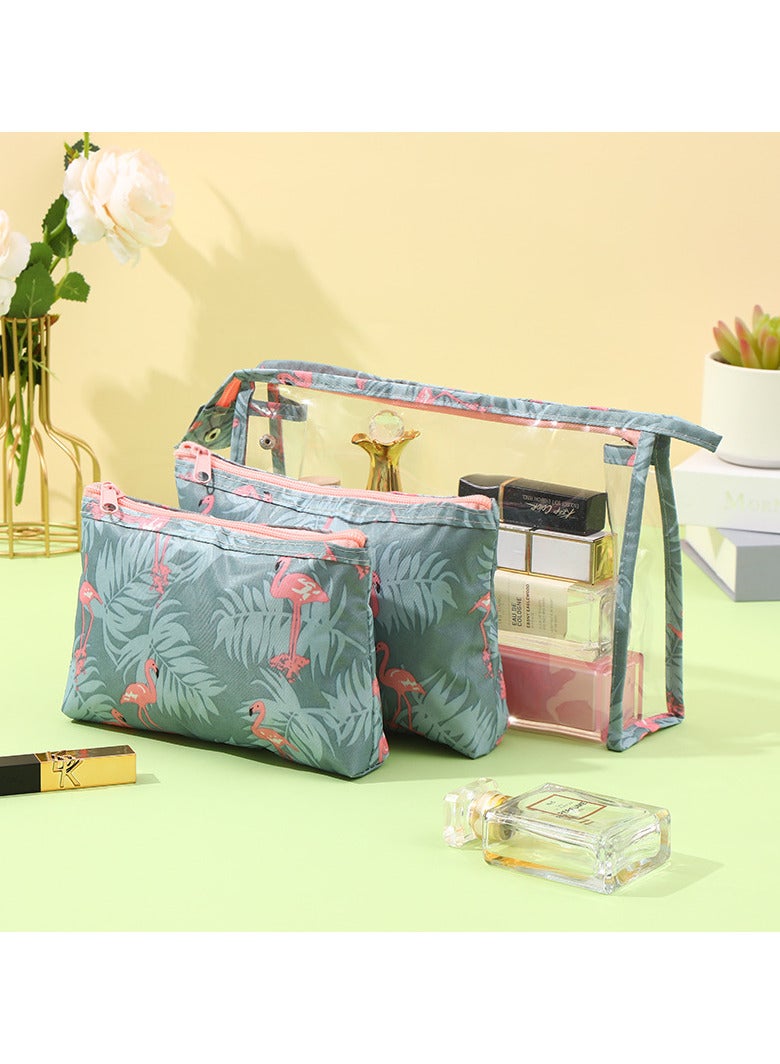 3-Piece Travel Toiletry Make-Up Organizer Bag Set， PVC transparent cosmetic bag，Printed Toiletry Makeup Bag - Image 1